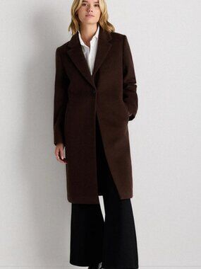 Quince Wool Cashmere Single Breasted Coat Dark Chocolate XS New With Tags